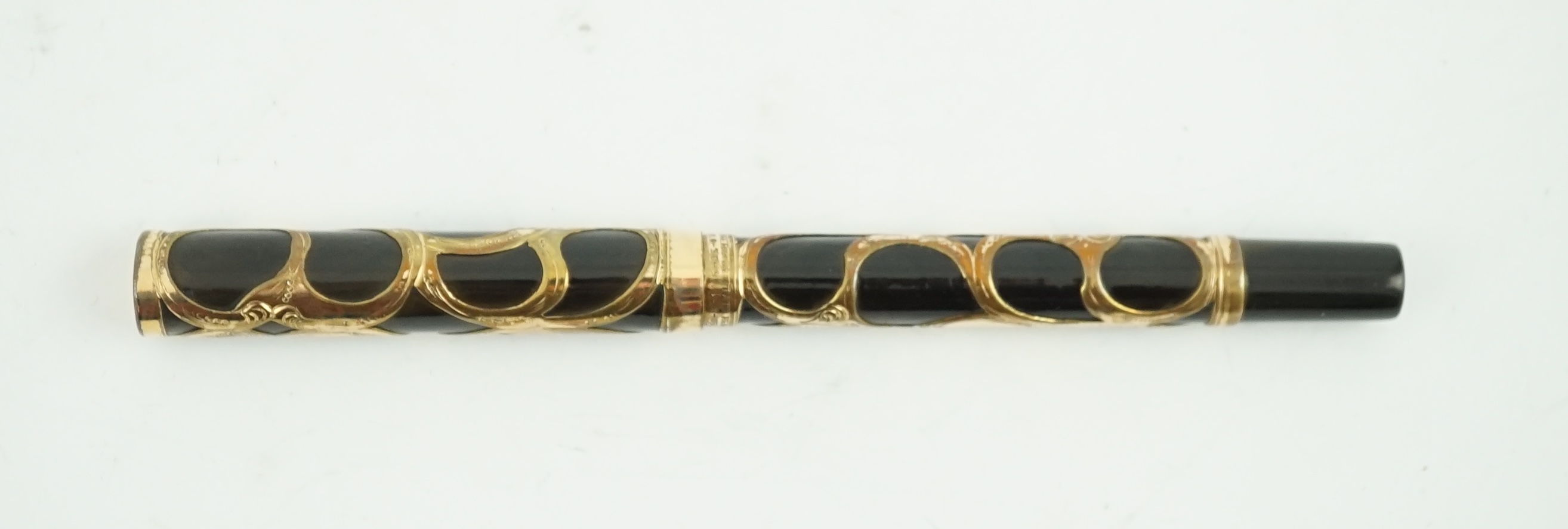 A Parker No.16 gold filled filigree Eyedropper, boxed